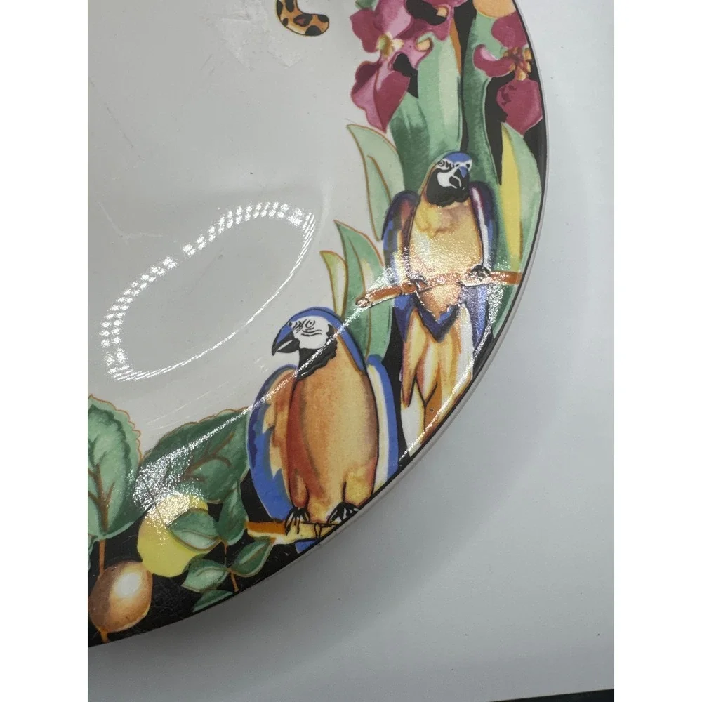 Vitromaster Rain Forest Sue Zipkin Stoneware Plates Set of 2 Leopard Zebra 1993